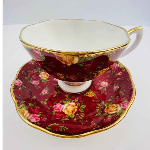 Royal Albert England Old Country Roses Ruby Lace Bone China Cup & Saucer New - Picture 16 of 16